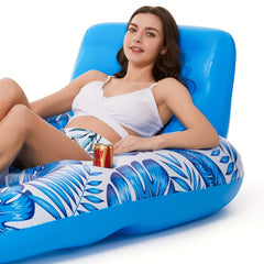 Inflatable Floating Lounge Chair Recliner with Backrest for Swimming Pool