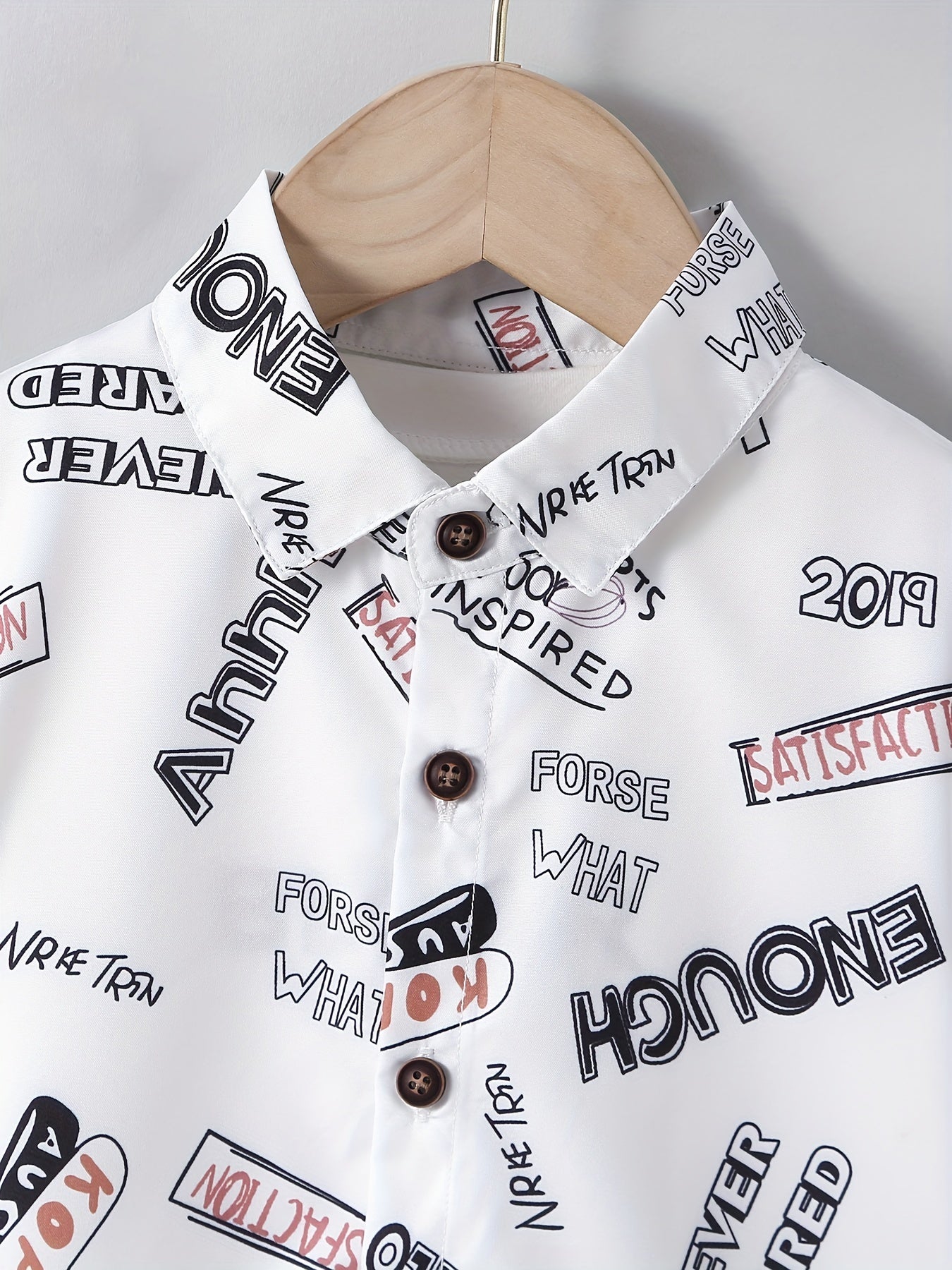 Letter Print Boys Top Lapel Shirt for Summer