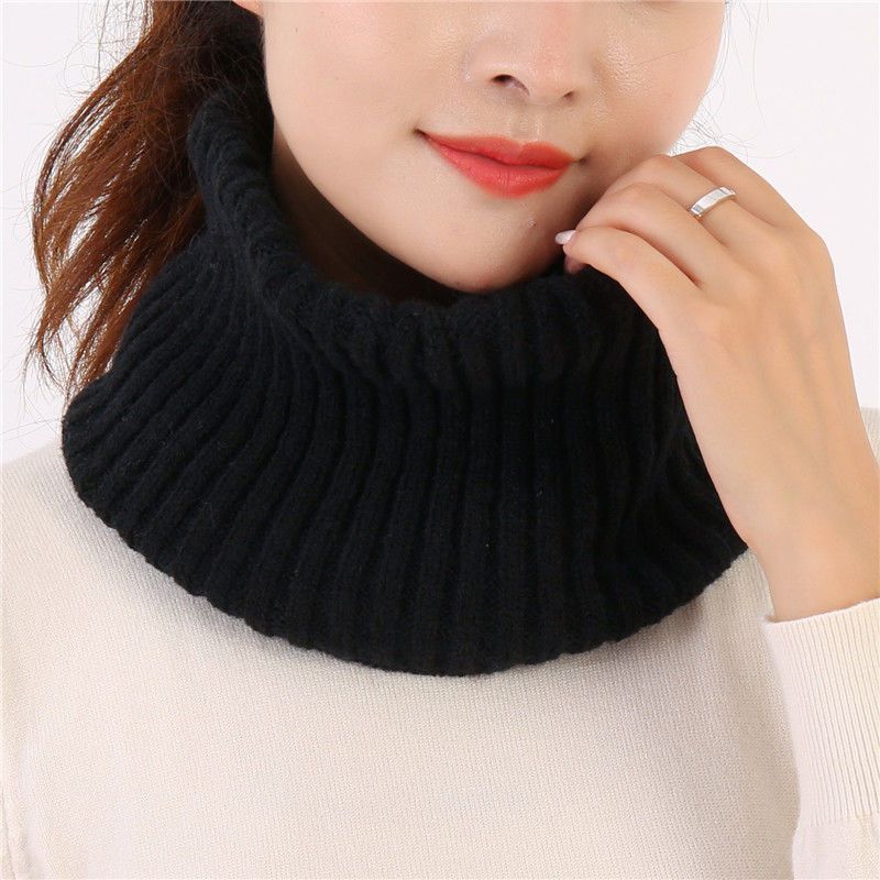 Thin Reversible Knit Scarf Ribbed Mini Snood Neck Warmer