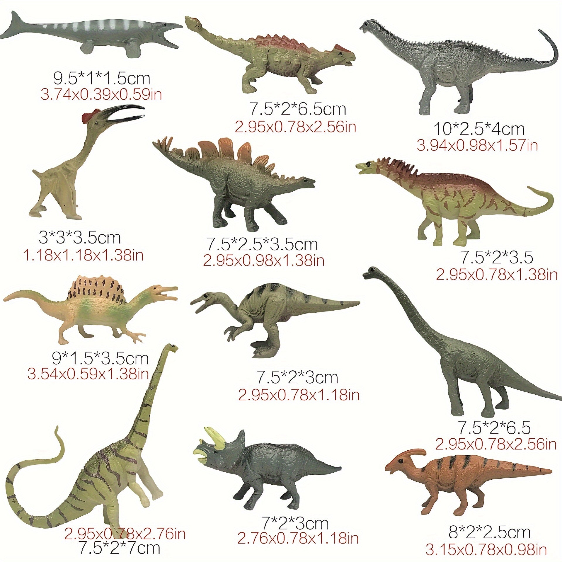 12pcs Colorful Dinosaur Toys Detailed PVC Collectible Figures