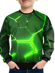 Green Light 3D Print Boys Sweatshirt Long Sleeve Pullover Top