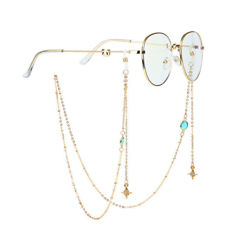 Colorful Rhinestone Glasses Chain with Pendant Mask Holder