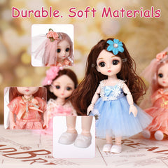 6pcs Mini Princess Doll Set with Accessories Mixed Colors