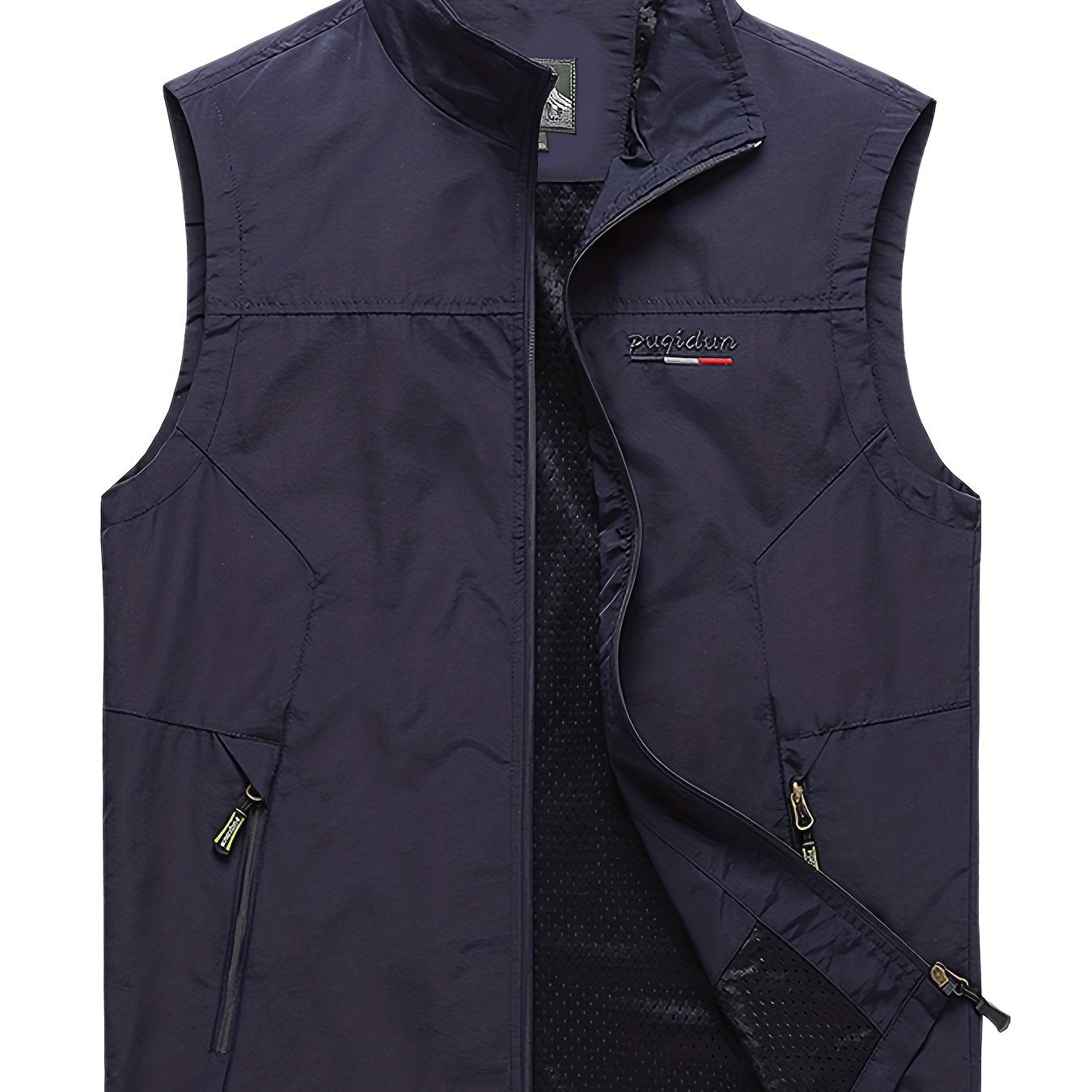 Men's Cargo Vest with Zipper Pockets - Outdoor Stand Collar Outwear