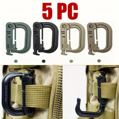 5pcs Plastic Hiking Buckles D Ring Backpack Hanging Spring Buckle