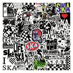 55pcs Ska Stickers Checkered Flags Music Skate Shoes Designs PVC Decals