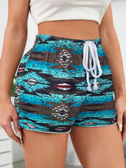 Geometric Print Drawstring Shorts for Women