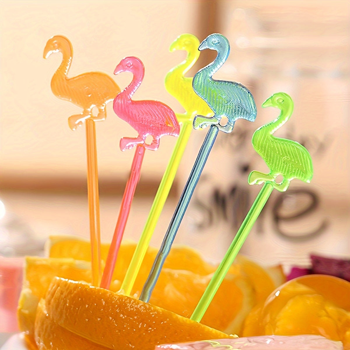 50pcs Fruit Fork Butterfly Pick Flamingo Toothpick