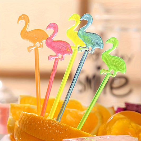 50pcs Fruit Fork Butterfly Pick Flamingo Toothpick