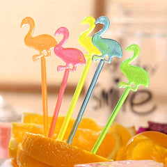 50pcs Fruit Fork Butterfly Pick Flamingo Toothpick