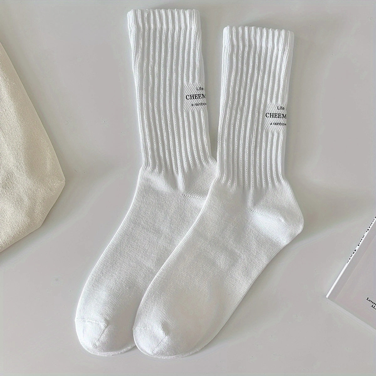 Letter Print Socks Women's Mid Tube Stockings