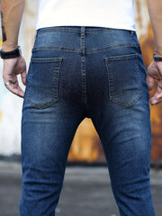 Men's Slim Fit Jeans Street Style Stretch Distressed Denim Pants