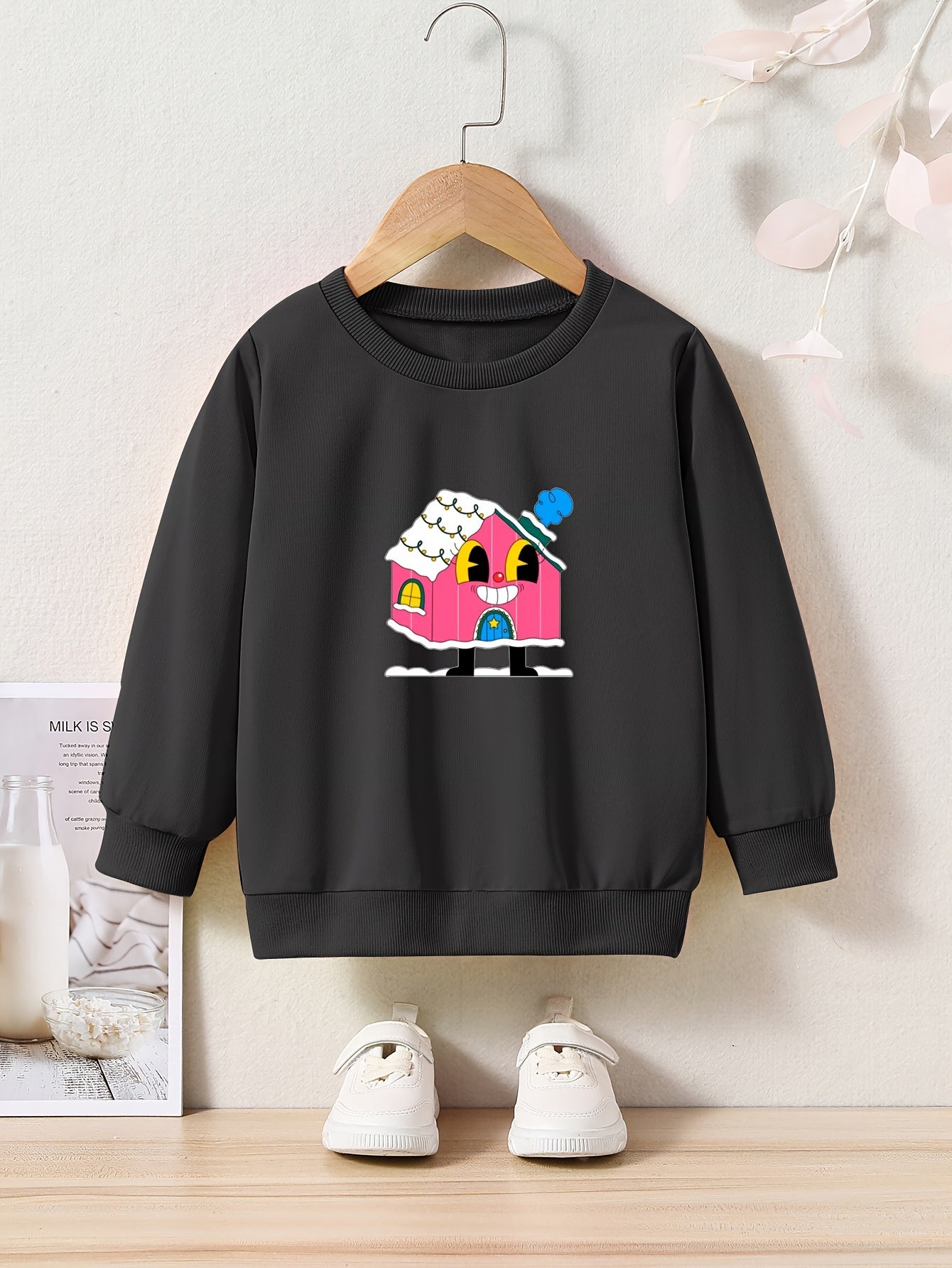 Cartoon Houseman Graphic Sweatshirt Kids Christmas Gift