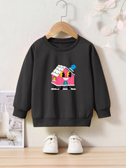 Cartoon Houseman Graphic Sweatshirt Kids Christmas Gift