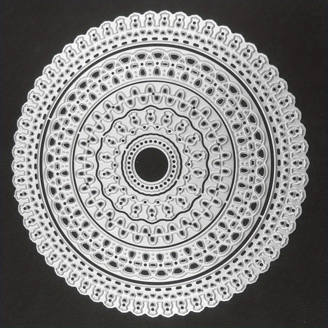 Round Circle Lace Embossing Folder Metal Cutting Dies For Scrapbo