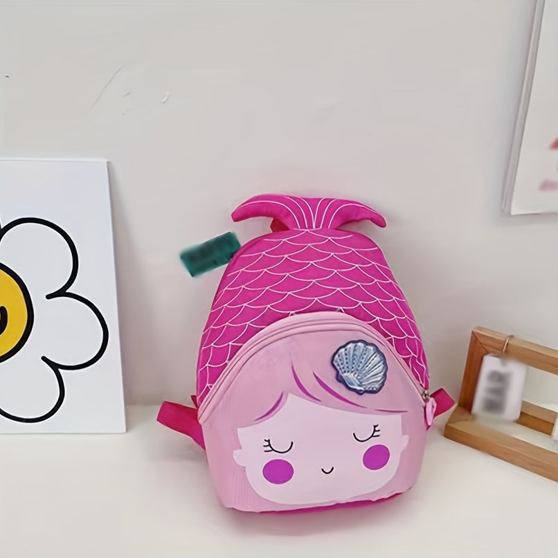 Kids Mermaid Zipper Backpack, Adjustable Strap Kindergarten Bag