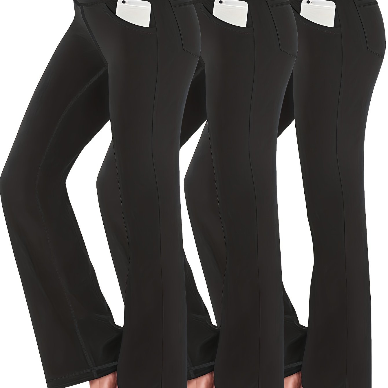 Women's Plus Size Flared Leg Yoga Fitness Trousers 3pcs Set