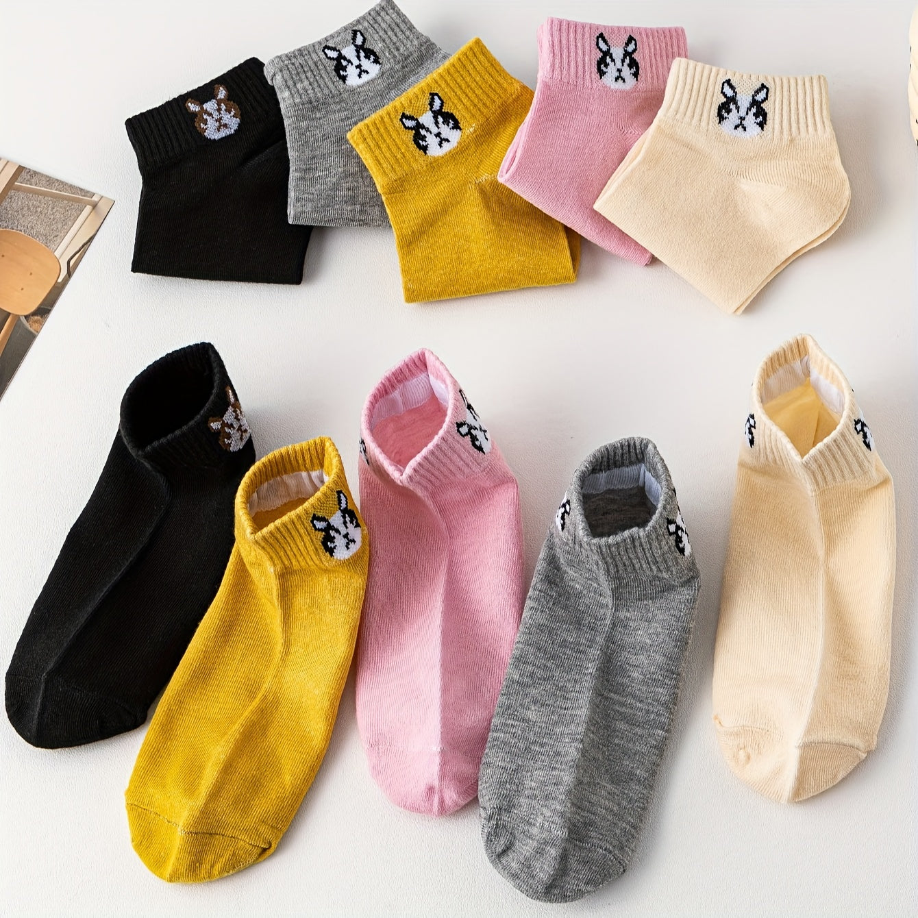 10 Pairs Cartoon Dog Print Socks Women's Stockings