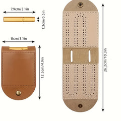 Cribbage Board Game Set PU Leather Board Game Travel Cribbage Board Track