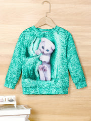 Kitten Tie Dye Sweatshirt for Girls Long Sleeve Top