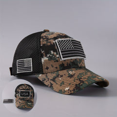Mens Camouflage National Flag Letter Mesh Cap