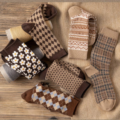 Geometric Pattern Retro Style Socks Women's Stockings