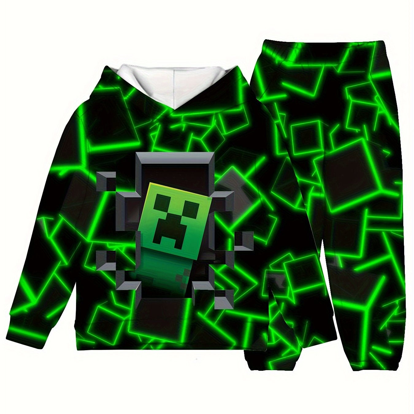Boys Game Character Print Sweatshirt & Sweatpants Set Kids Clothes