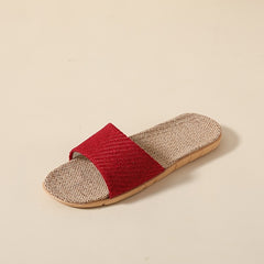 Women's Open Toe Flat Slides Lightweight Non slip Solid Slippers