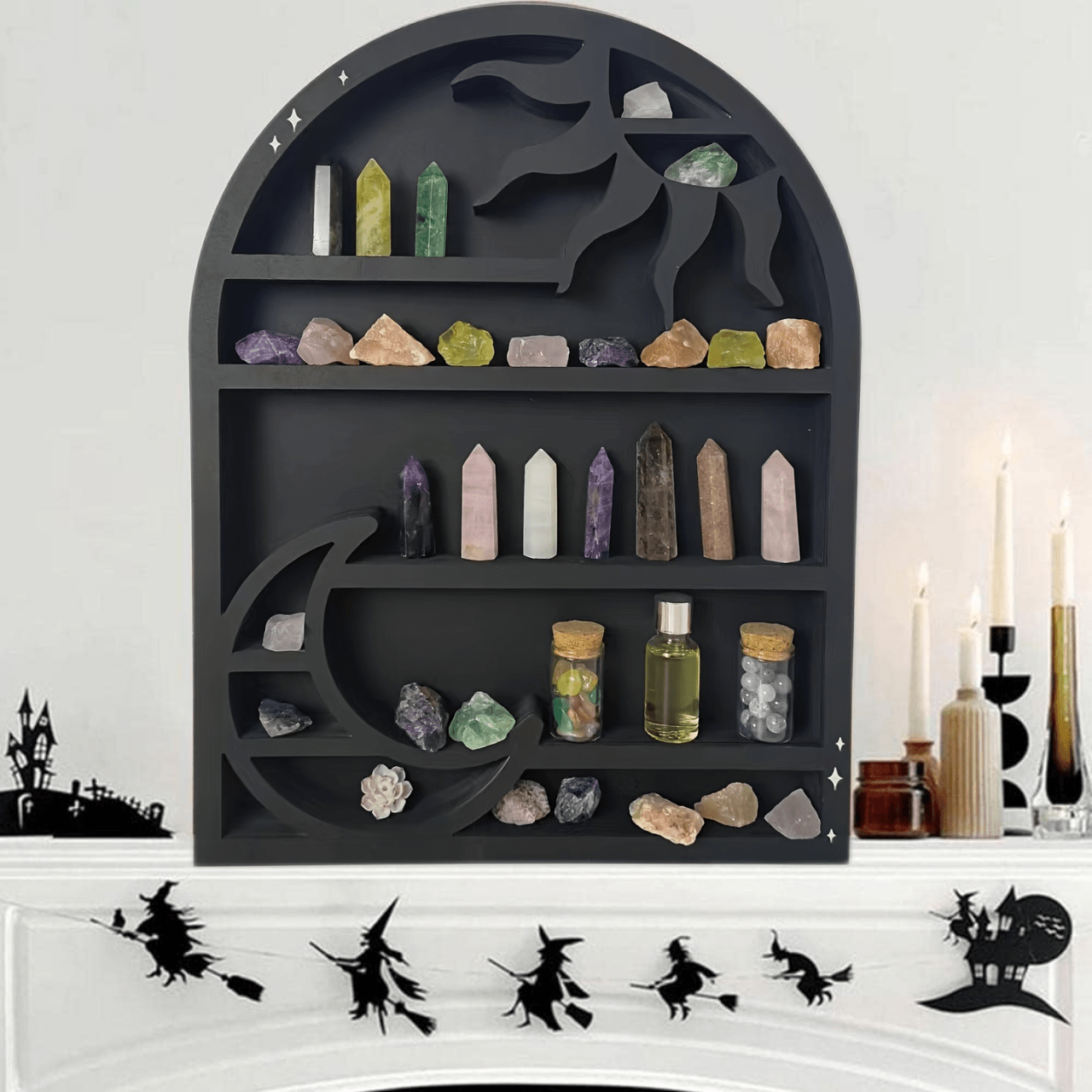 Sun Moon Crystal Rack Crystal Display Shelf Home Organization Storage
