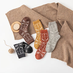 5 Pairs Thick Winter Crew Socks Cotton Blend Women's Stockings