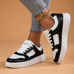 Women's Contrast Skate Shoes Lace Up Sneakers