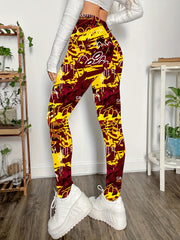 Graffiti Print Skinny Leggings Stretchy Casual Women's Clothing