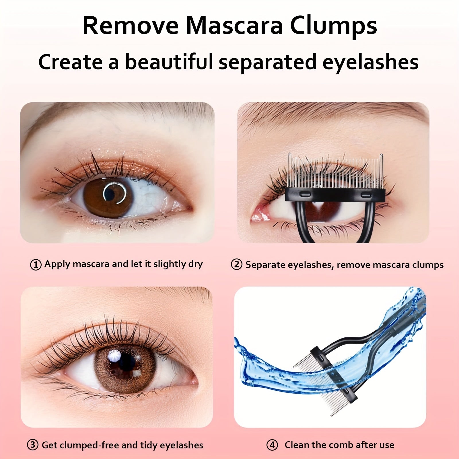 Metal Teeth Eyelash Comb Makeup Mascara Applicator