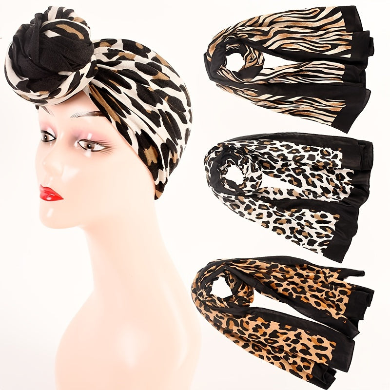 Leopard Print Scarf Autumn Winter Shawl Headband Bandana Turban