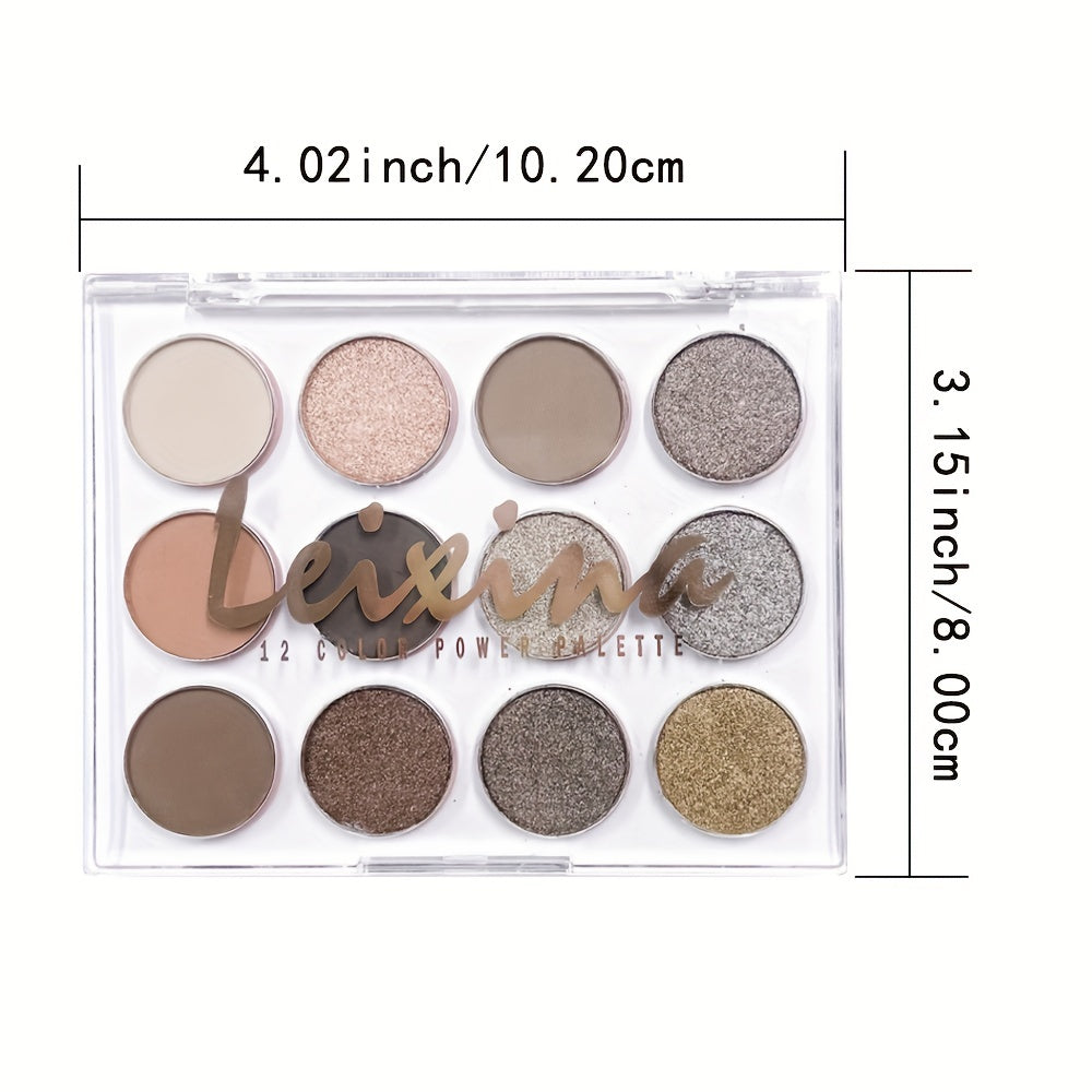 12-Color Eyeshadow Palette Natural Nude Makeup Matte Shimmer Glitter Pigment