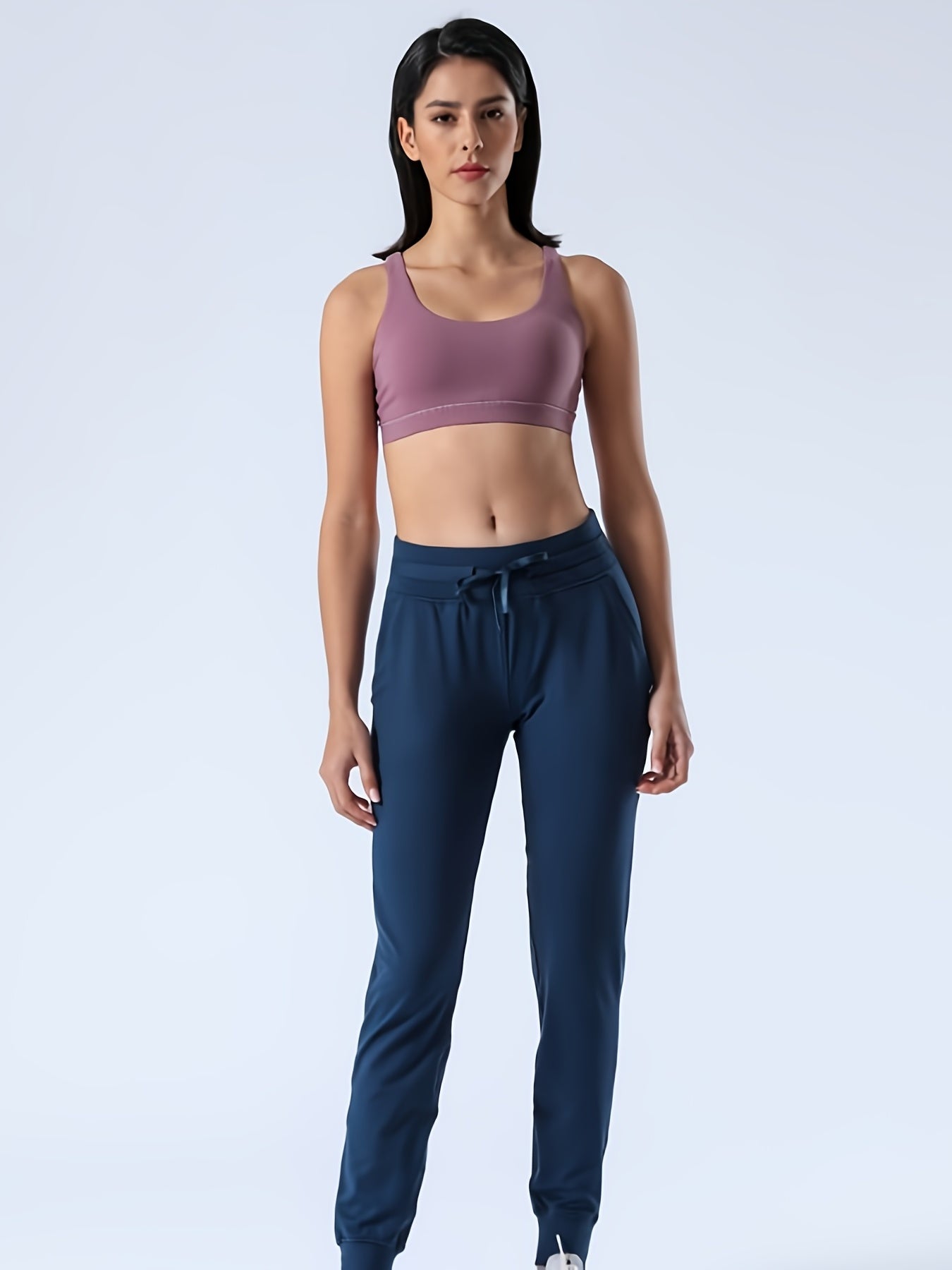 Stretchy Drawstring Running Pants Casual Joggers with Pocket