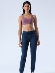 Stretchy Drawstring Running Pants Casual Joggers with Pocket