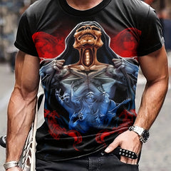 Skull 3D Pattern Print Men's Short Sleeve T-shirt Graphic Tee