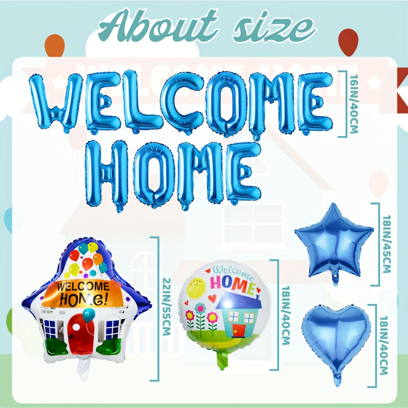 18pcs Welcome Home Decorations Banner Balloons House Balloons Foil Balloons
