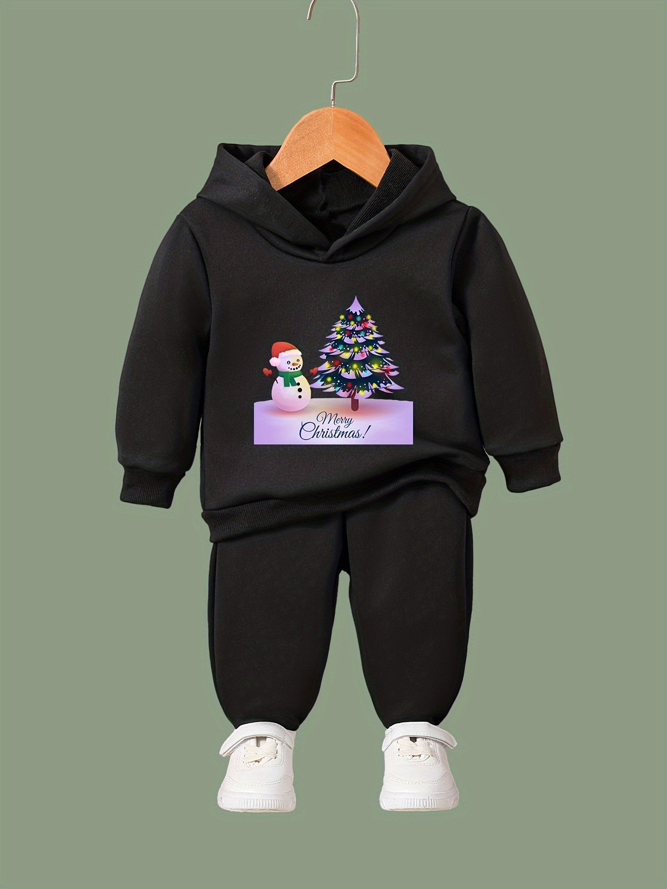 Girls 2pc Snowman & Tree Hoodie Sweatshirt & Sweatpants Set