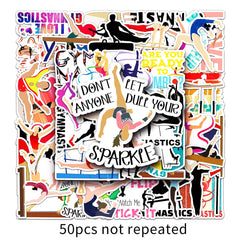 50pcs Gymnastics Waterproof Stickers for Water Bottles Laptops