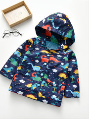 Boys Dinosaur Print Hooded Jacket for Autumn/Winter