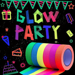 6pcs Fluorescent Cloth Tape Adhesive Neon Glow In The Dark Tape Matte 6 Colors