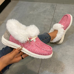 Women's Plush Lined Snow Boots Keep Warm Flat Loafers Shoes