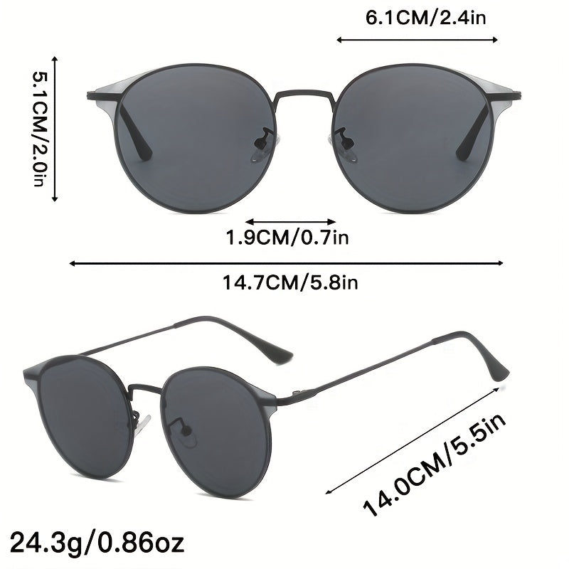 Round Metal Sunglasses Casual Gradient Glasses UV400