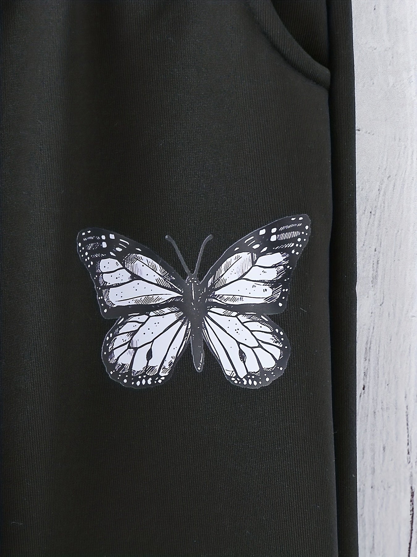 Girl's Butterfly Outfit Zip Hoodie & Sweatpants Set for Spring Fall