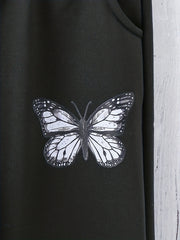 Girl's Butterfly Outfit Zip Hoodie & Sweatpants Set for Spring Fall