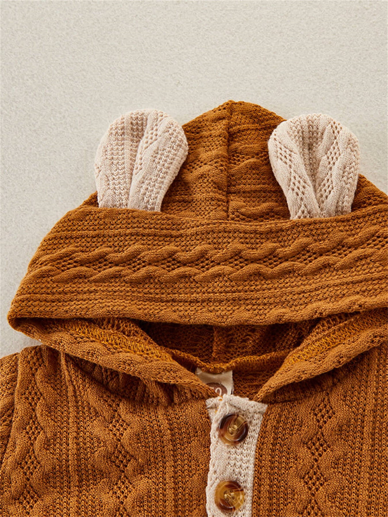 Cute 2 Piece Block Bear Ear Romper for Baby's Cozy Look