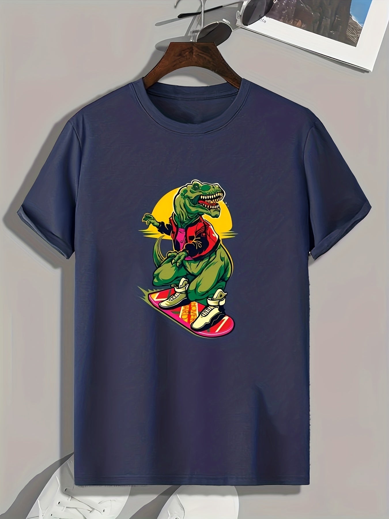 Dinosaur Print Graphic Tee for Men