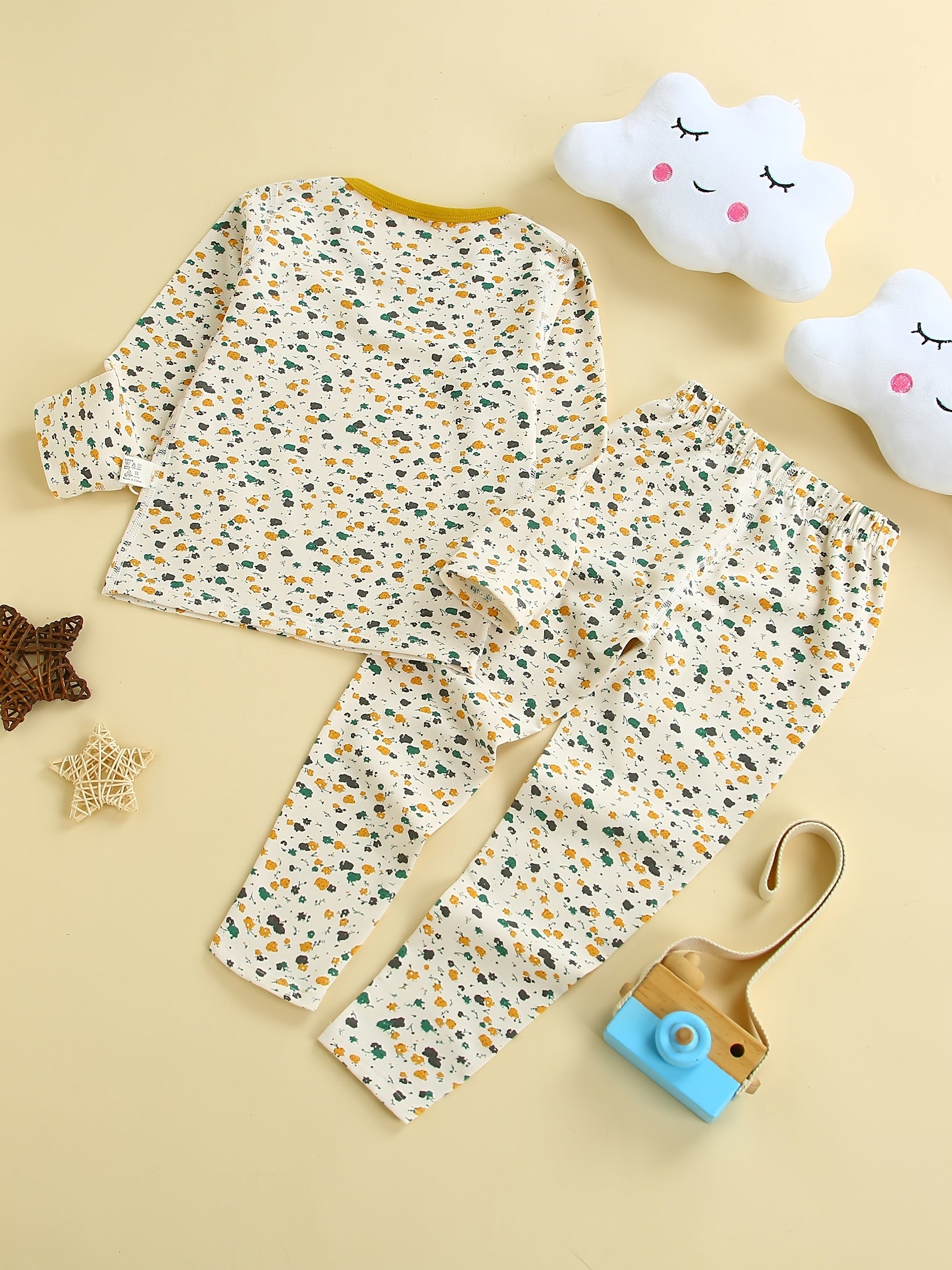 Baby Girls Pajamas Family Outfit Print Round Neck Long Sleeve Top & Pants Set